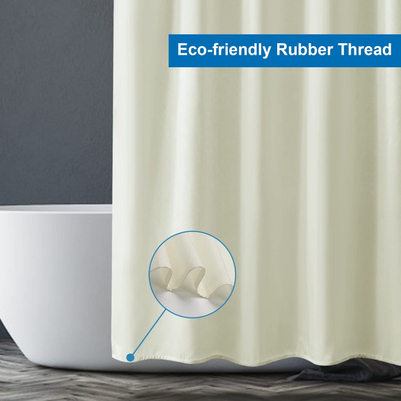 Amazer Ivory Shower Curtain Liner, Ivory Fabric Shower Liner, 2-in-1 Bathroom Shower Curtain and Liner, 12 Grommet Holes, Water Proof, Machine Washable, Hotel Quality, 72 x 72 Inches - Image 5